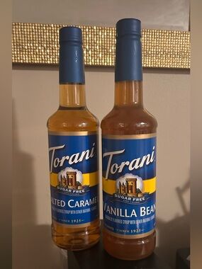 NWT Torani Sugar Free Rare- Salted Caramel & Vanilla Bean 25.4 oz each plastic